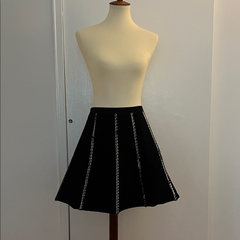 Sandro Black Mini Skirt with White Detailing